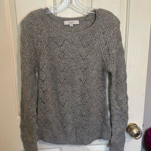 Ann Taylor Loft Open Knit Sweater Gray - S